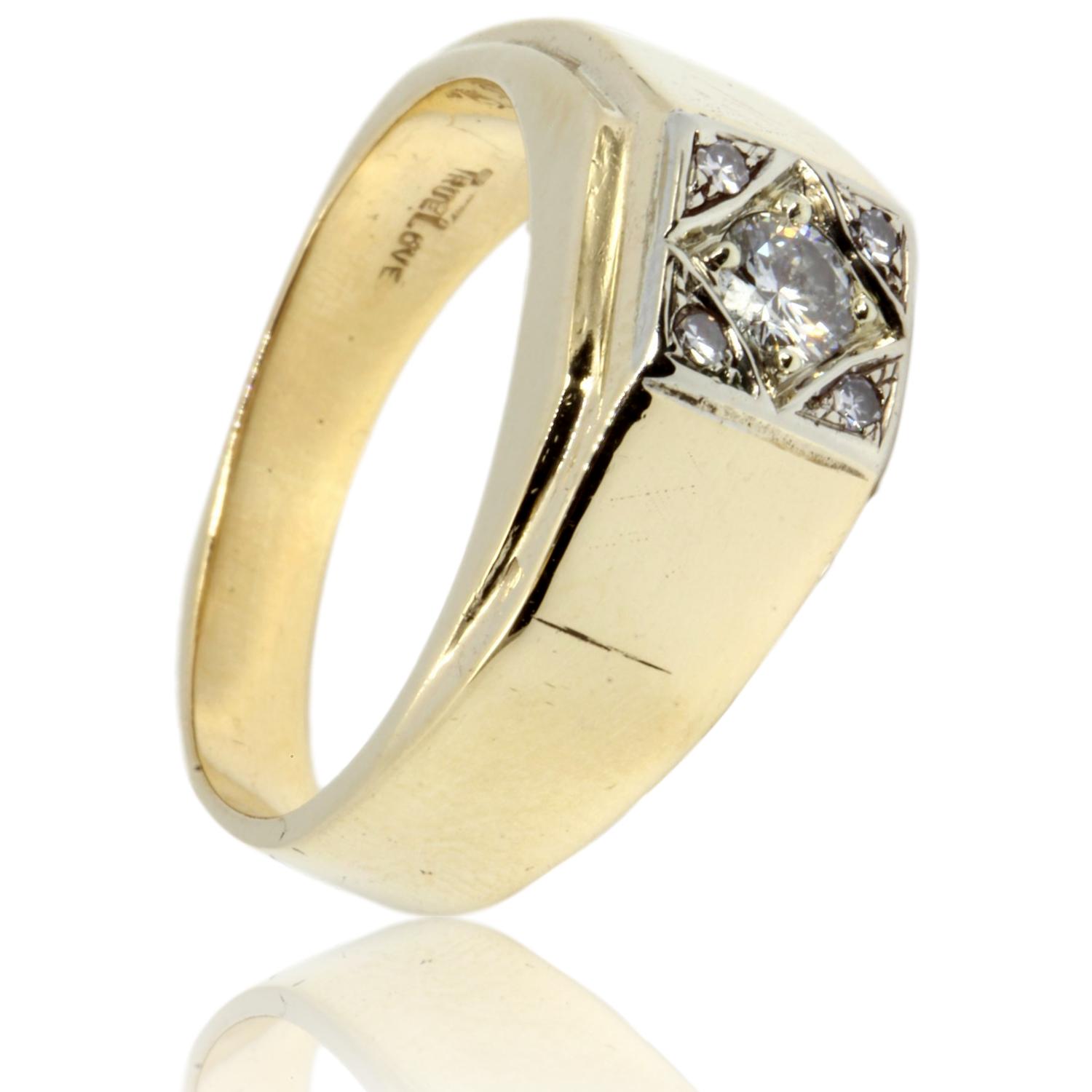 10kt Yellow Gold Mens Diamond Initial J Circle Ring | Splendid Jewellery